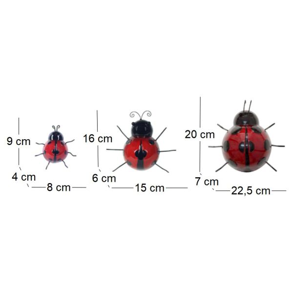 Coccinelles décoratives en métal (Lot de 3) - SIG-0134