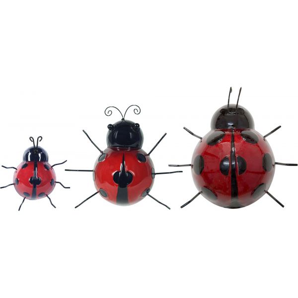 Coccinelles décoratives en métal (Lot de 3)