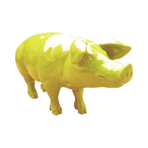 Cochon Colore Design En Resine Jaune Clair