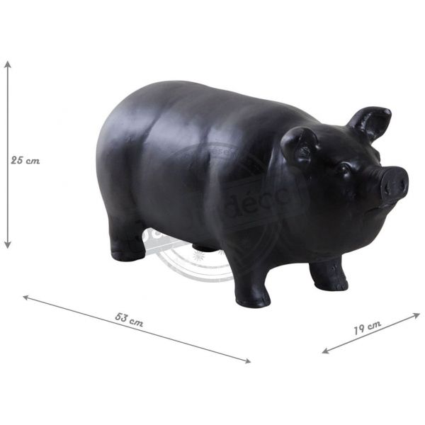 Cochon en résine noire - AUB-2891