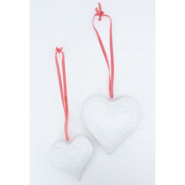 Coeur en métal laqué blanc - 6