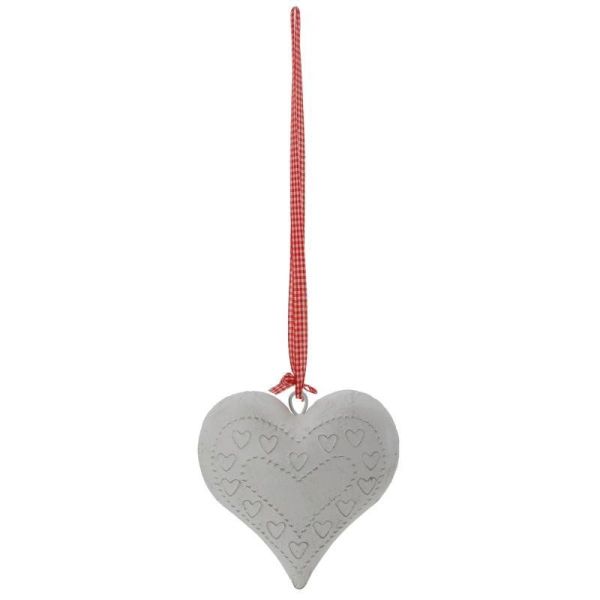 Coeur en métal laqué blanc lacet vichy - AUB-6975