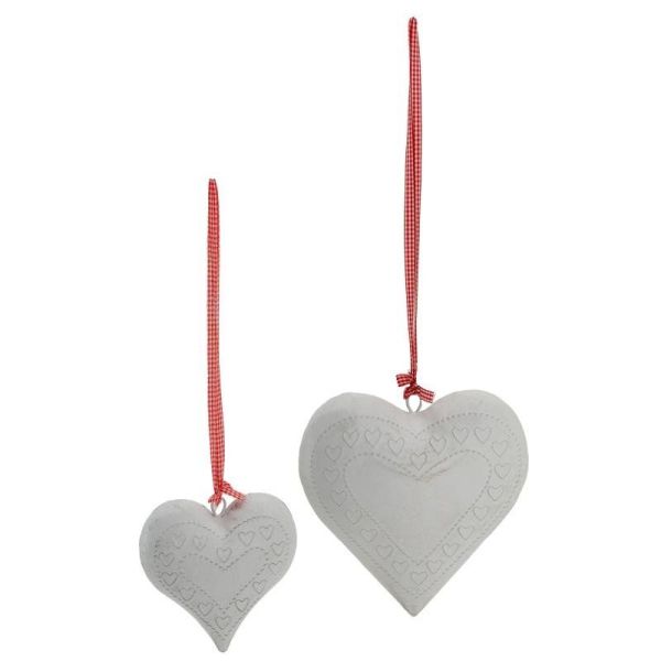 Coeur en métal laqué blanc lacet vichy - AUBRY GASPARD