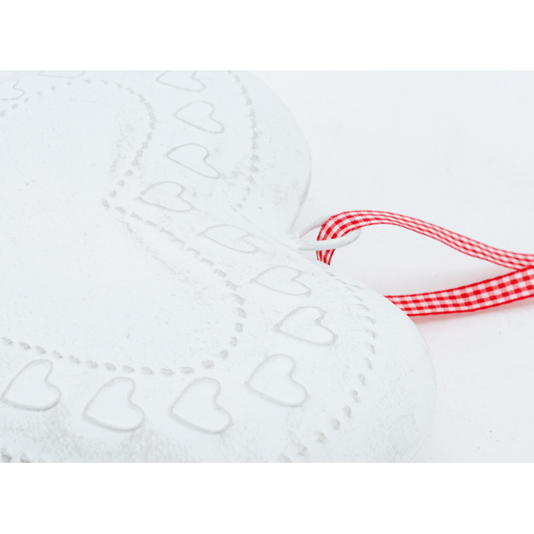 Coeur en métal laqué blanc lacet vichy - AUBRY GASPARD