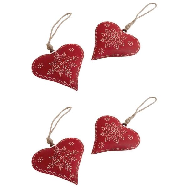 Coeur à suspendre en métal et corde