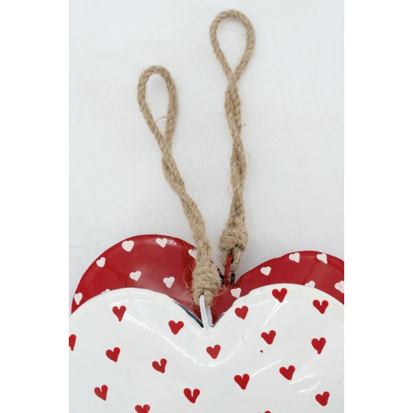 Coeurs en métal rouge et blanc - AUB-6976