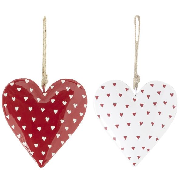 Coeurs en métal rouge et blanc