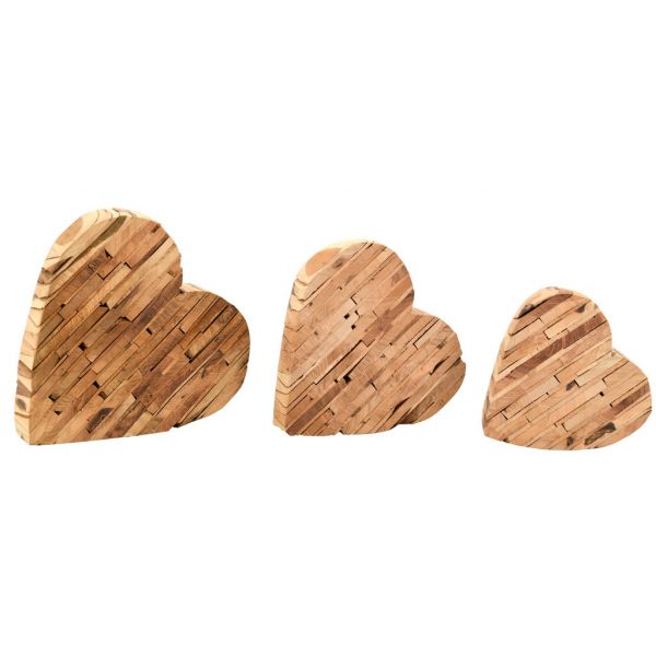Cœurs à poser en bois (lot de 3)