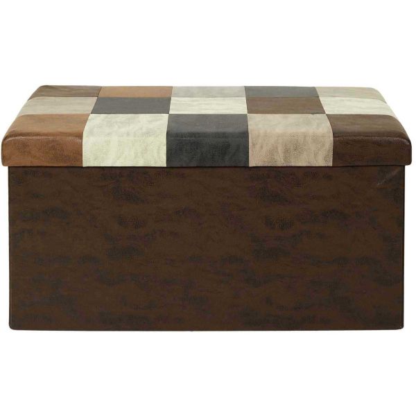 Coffre banc pliable en polyuréthane patchwork Helsinki - CMP-5261