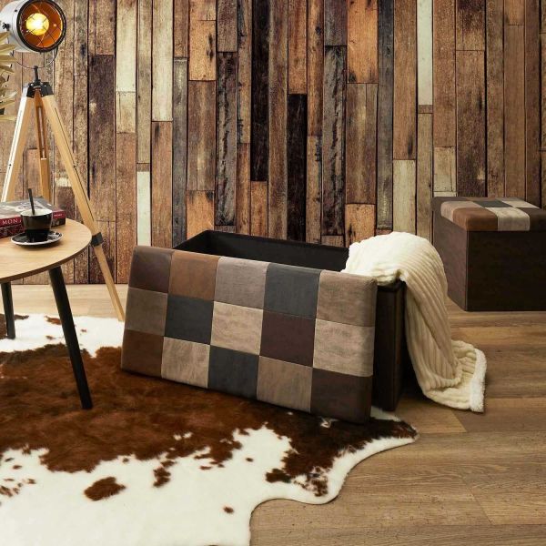 Coffre banc pliable en polyuréthane patchwork Helsinki - THE HOME DECO FACTORY