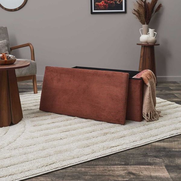 Coffre banc pliable en velours côtelé Scott - THE HOME DECO FACTORY