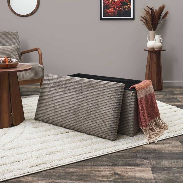 Coffre banc pliable en velours côtelé Scott - THE HOME DECO FACTORY