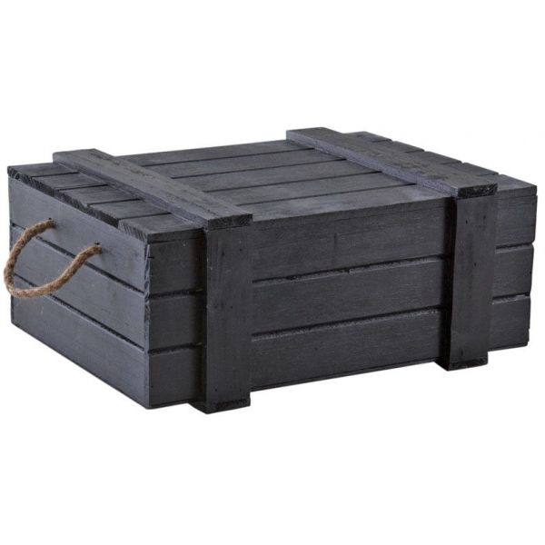 Coffre en bois peint noir