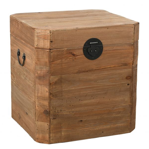 Coffre carré en pin et métal REWOOD