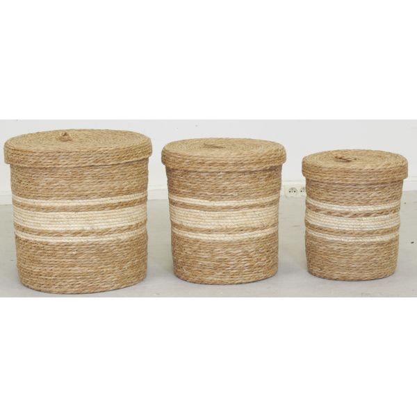 Boîtes de rangement en maïs naturel et blanc (lot de 3) - 5