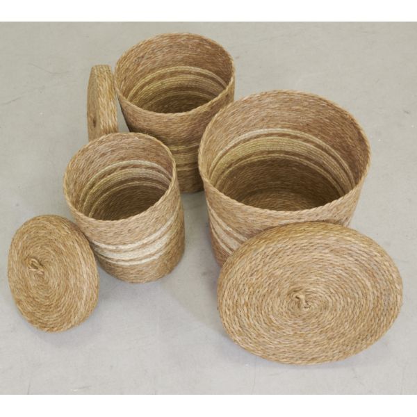 Boîtes de rangement en maïs naturel et blanc (lot de 3) - AUBRY GASPARD