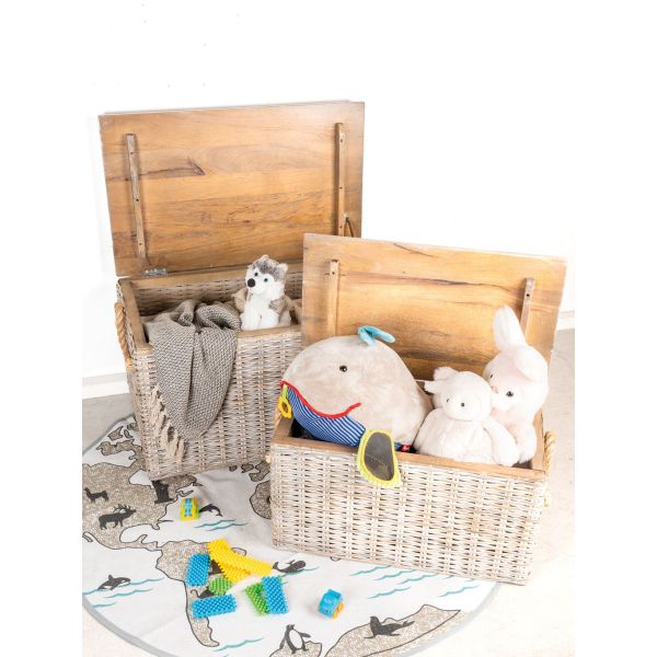 Coffre en poelet blanchi (Lot de 2) - 409