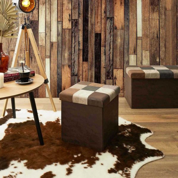 Coffre pouf pliable en polyuréthane patchwork Helsinki - 7
