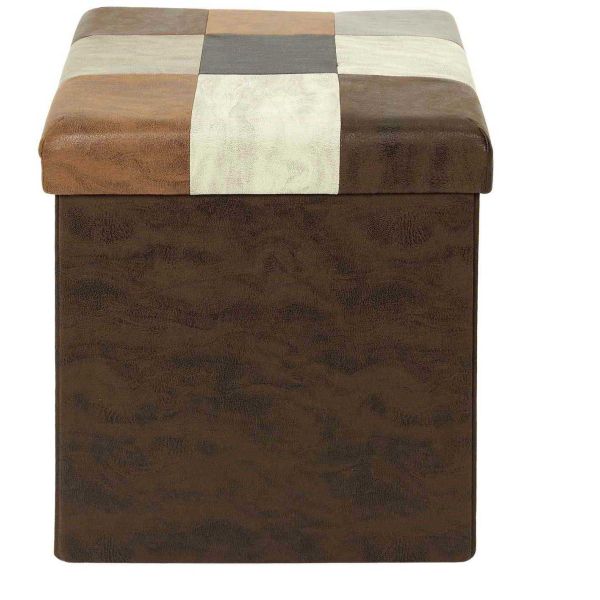 Coffre pouf pliable en polyuréthane patchwork Helsinki - CMP-5260