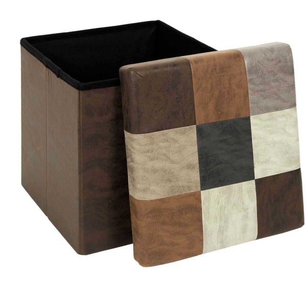 Coffre pouf pliable en polyuréthane patchwork Helsinki - 42,90