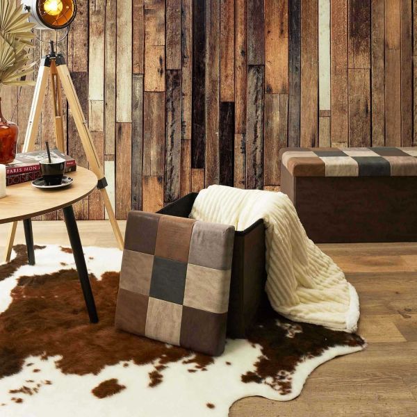 Coffre pouf pliable en polyuréthane patchwork Helsinki - THE HOME DECO FACTORY