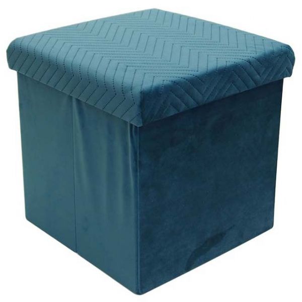 Coffre pouf pliable en velours Zig zag