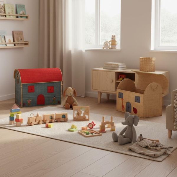 Coffres à jouets en rabane (Lot de 2) - AUBRY GASPARD