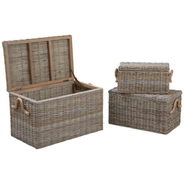 Coffres en poelet naturel (Lot de 3)