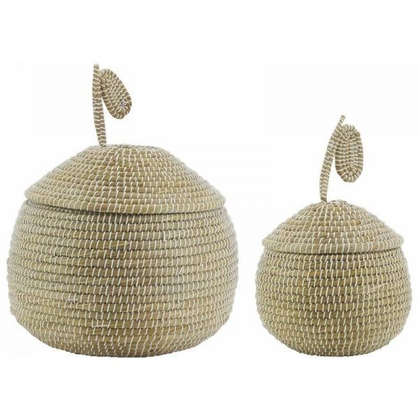 Coffres poire en jonc de mer (Lot de 2)