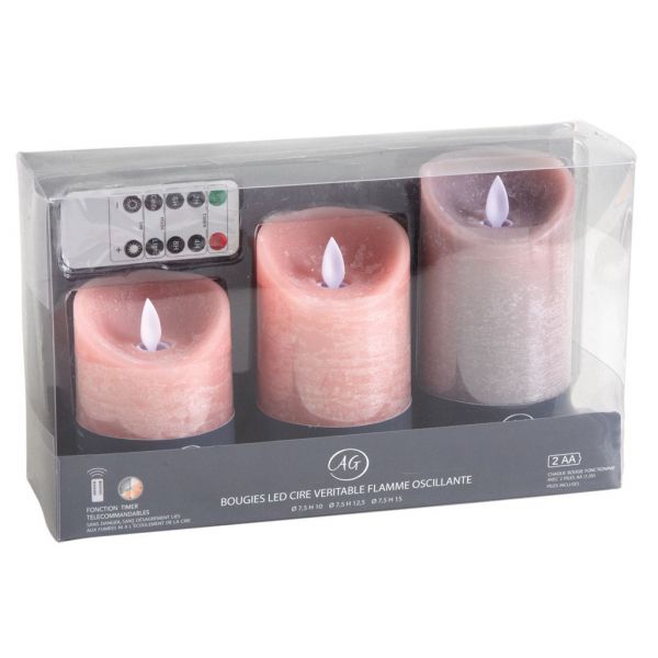 Coffret 3 bougies à LED parfumées avec télécommande