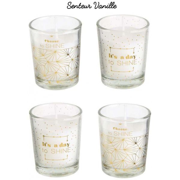 Coffret de 4 bougies Shine like a star senteur vanille - THE HOME DECO FACTORY