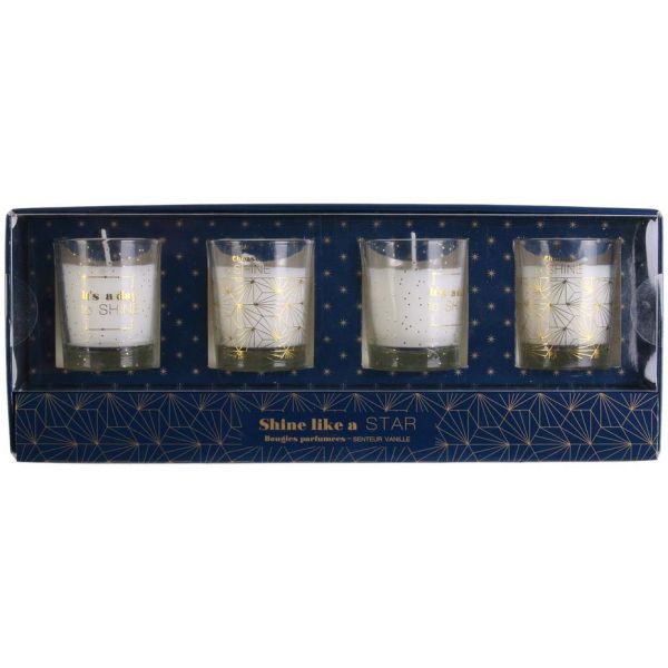 Coffret de 4 bougies Shine like a star senteur vanille