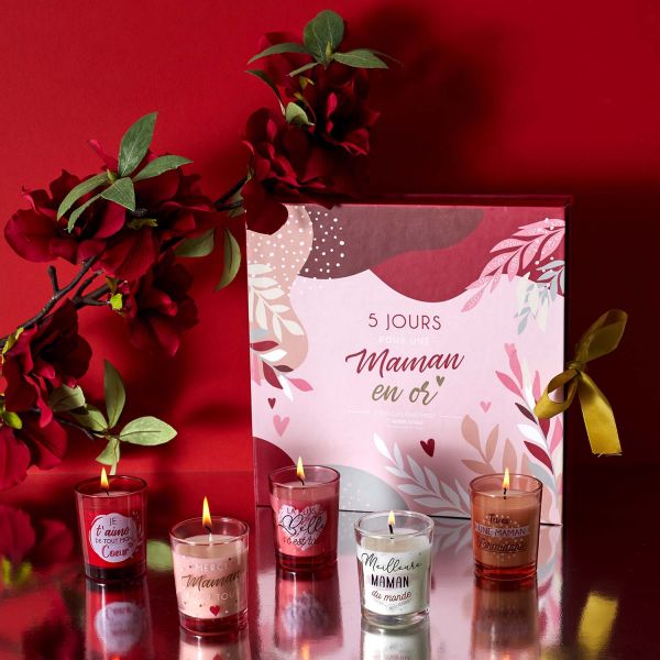 Coffret 5 bougies 5 jours pour une maman en or - THE HOME DECO FACTORY