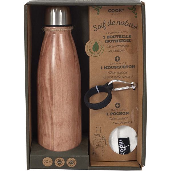 Coffret bouteille isotherme 50 cl avec mousqueton