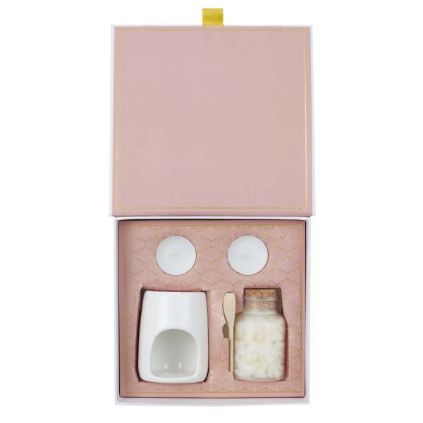 Coffret brûle parfum avec cire parfumée senteur fleur de ceriser