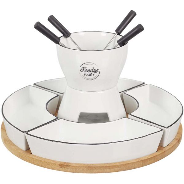 Coffret fondue avec support en bambou Fondue party