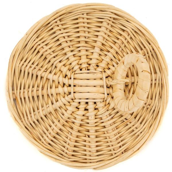 Coffret de rangement rond en osier blanc - AUB-2645