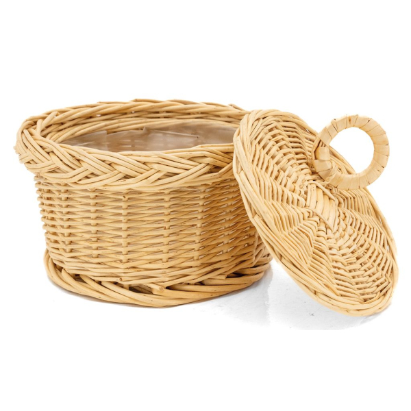 Coffret de rangement rond en osier blanc - 5