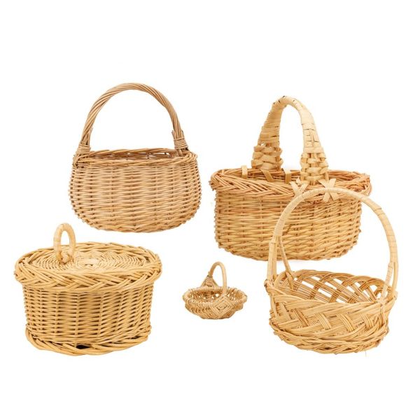 Coffret de rangement rond en osier blanc - 7