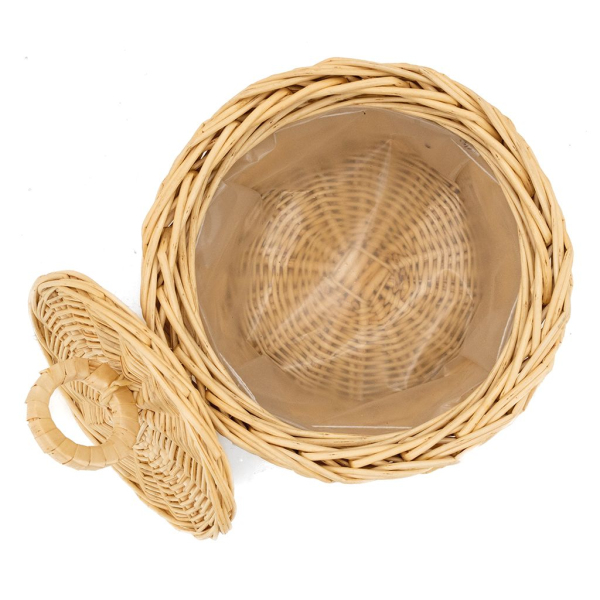 Coffret de rangement rond en osier blanc - 6,90