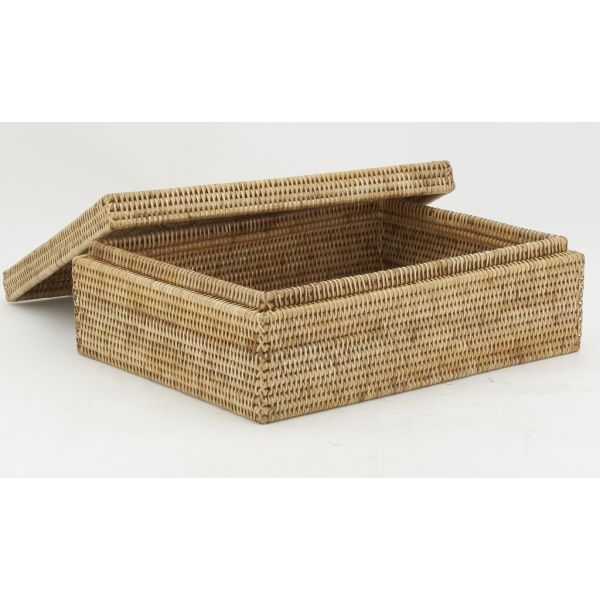 Coffret rectangulaire en rotin naturel - AUB-5341