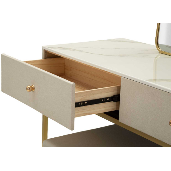 Coiffeuse en bois de pin avec miroir et tabouret Luxury - 7