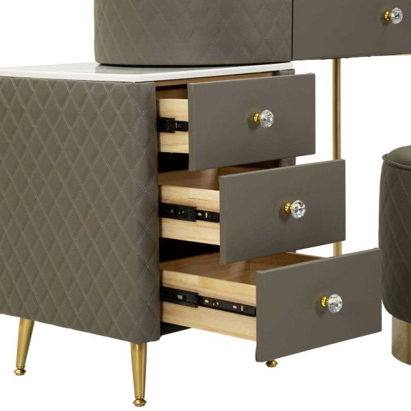 Coiffeuse effet matelassé avec tabouret Sharon - 7