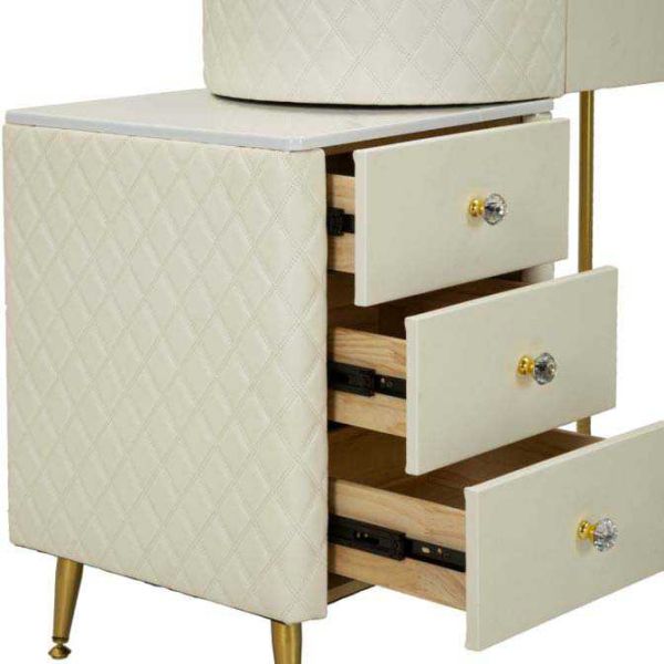 Coiffeuse effet matelassé avec tabouret Sharon - 7