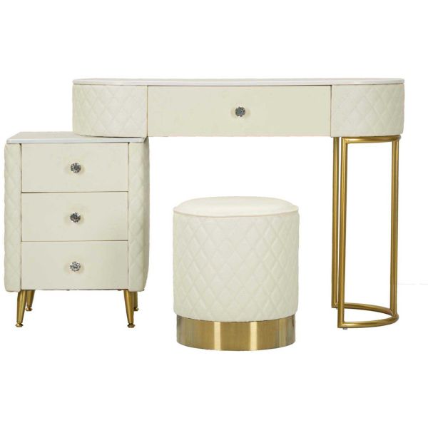 Coiffeuse effet matelassé avec tabouret Sharon - 529