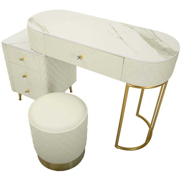 Coiffeuse effet matelassé avec tabouret Sharon - 5