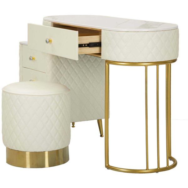Coiffeuse effet matelassé avec tabouret Sharon - 6
