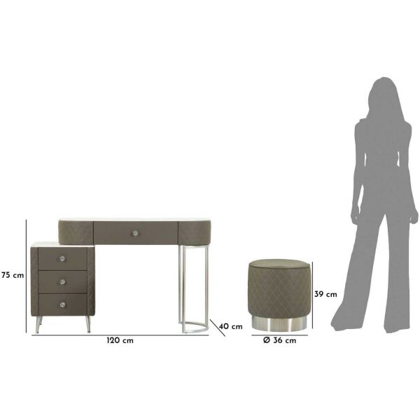Coiffeuse effet matelassé avec tabouret Sharon - MAU-0457