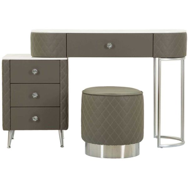 Coiffeuse effet matelassé avec tabouret Sharon - 529