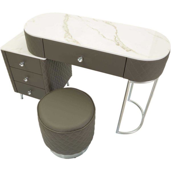 Coiffeuse effet matelassé avec tabouret Sharon - 5